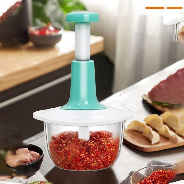 Manual Hand Push Chopper | Multi-functional Vegetable Meat Grinder, Grater, Chopper -1500 Ml