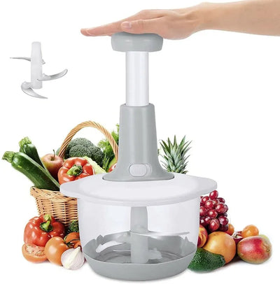 Manual Hand Push Chopper | Multi-functional Vegetable Meat Grinder, Grater, Chopper -1500 Ml