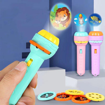 Baby Projector Torch 3 Cards Cartoon Projection Flashlight Children Early Education Toy