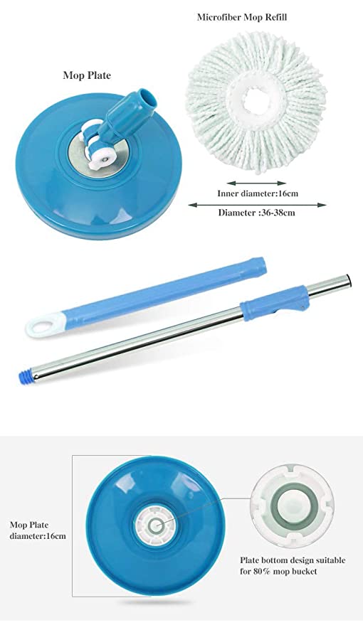 360 Degree Rotating Spin Mop – Original Replacement Parts For Home, Kitchen & Bathroom Cleaning Spin Mop