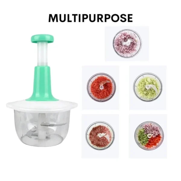 Manual Hand Push Chopper | Multi-functional Vegetable Meat Grinder, Grater, Chopper -1500 Ml